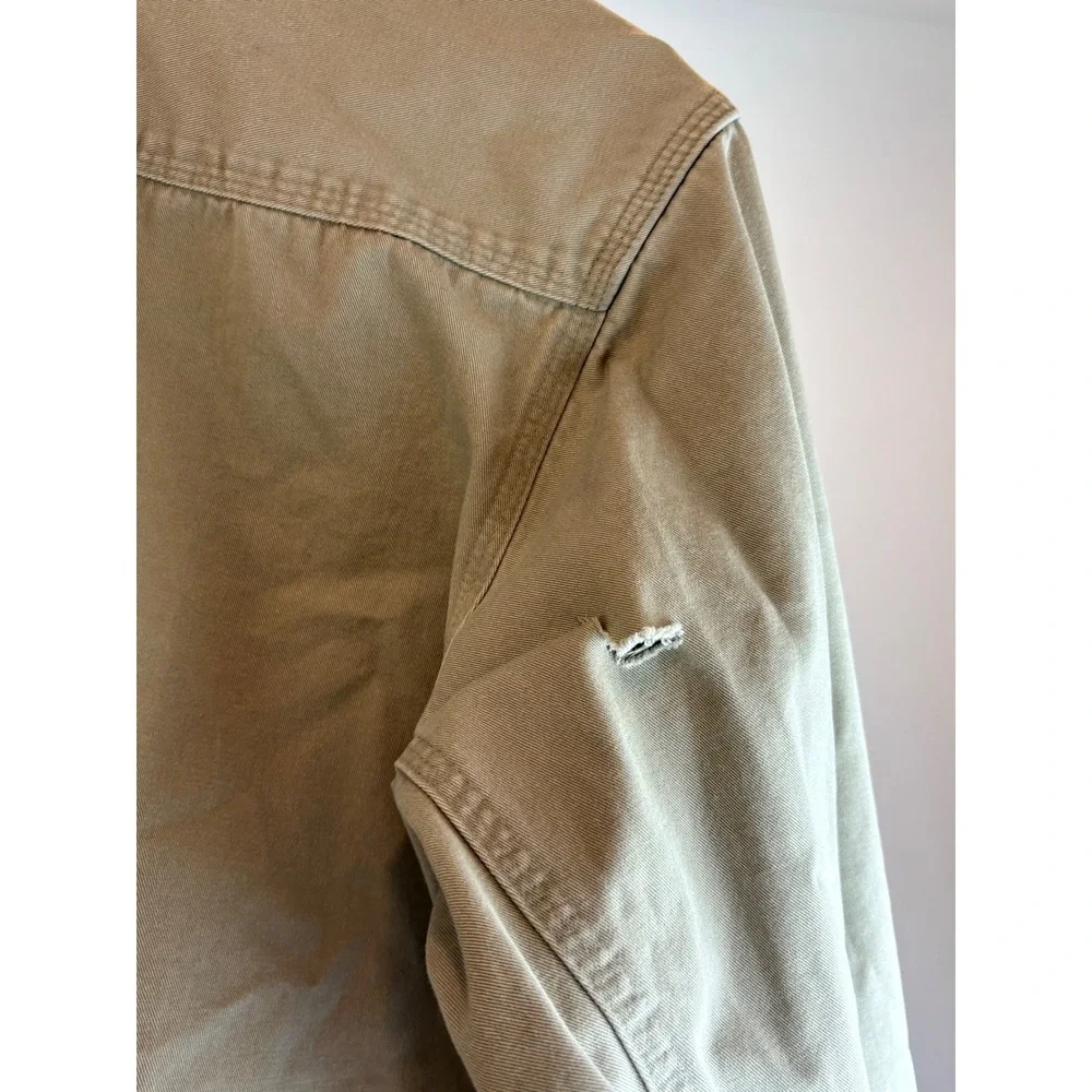 Wrangler Button Down Shirt Mens L Tan Riggs Workwear Twill Utility Rugged